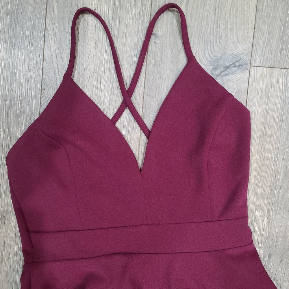 Maroon High-Low Cocktail Dress Large - Picture 2 of 3